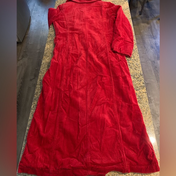 Vintage Red Corduroy Trench Coat lined with Cheetah print Size 10 - Picture 9 of 10